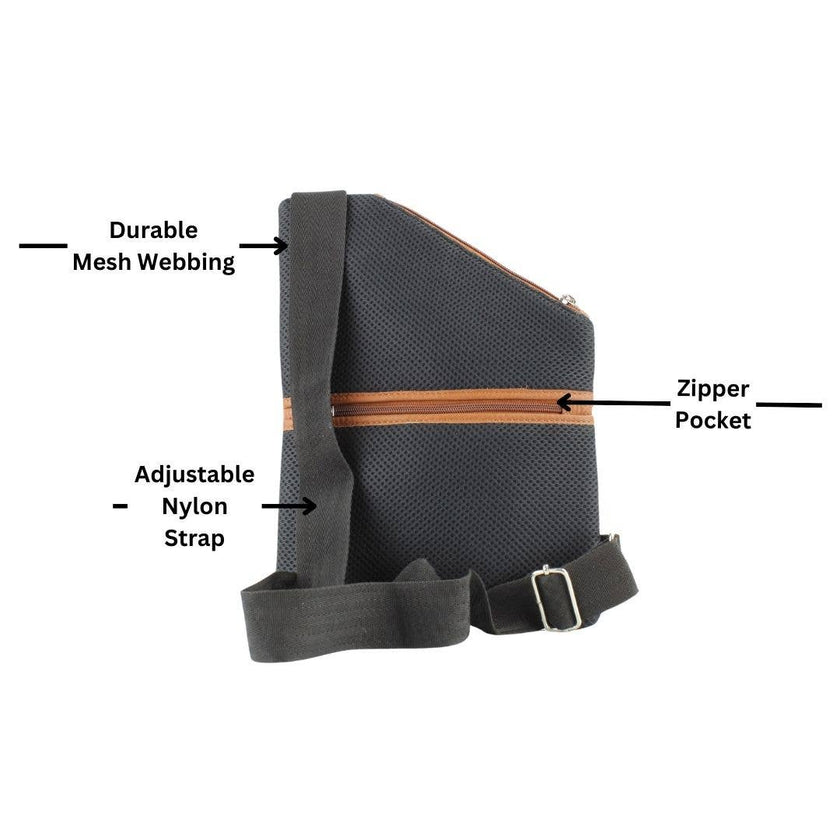 Asymmetrical Cowhide Zip Front Crossbody Bag