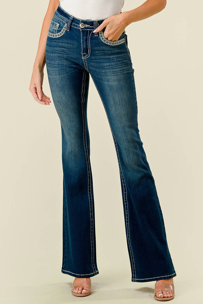 DZ - WF-336 Flare Stretchy Women's Bling Jeans By Westfield Eagle
