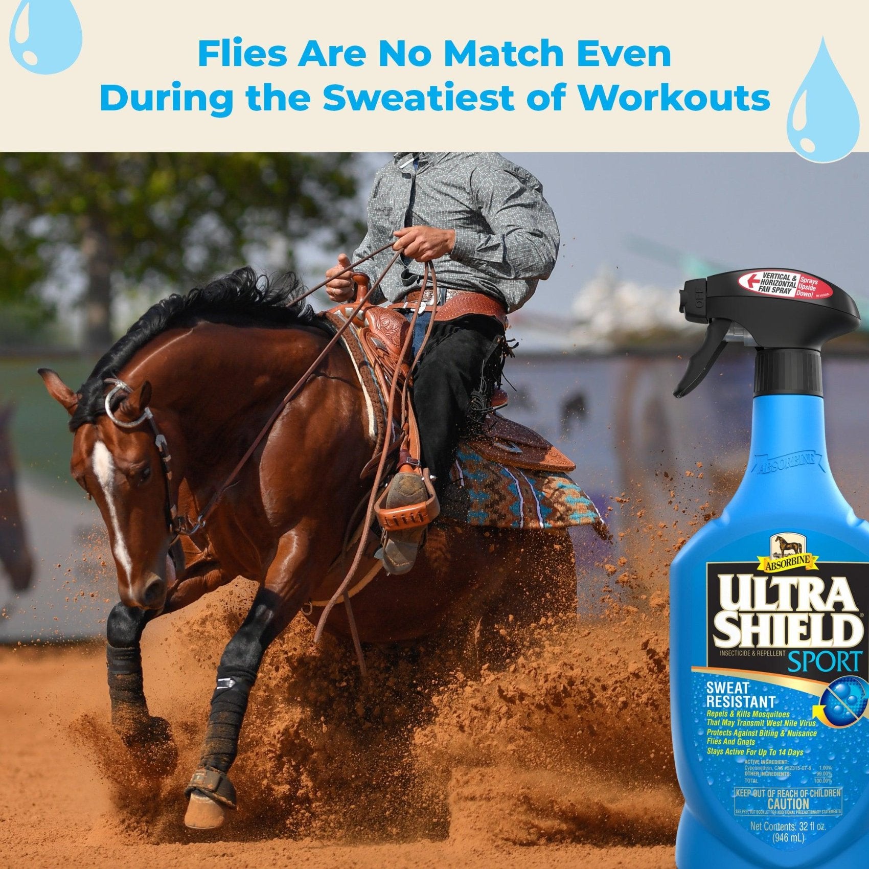 flies are no match for absorbine ultrashield sport sweat resistant