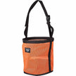 Orange mesh Cashel Feed Rite Bag with black trim and strap.