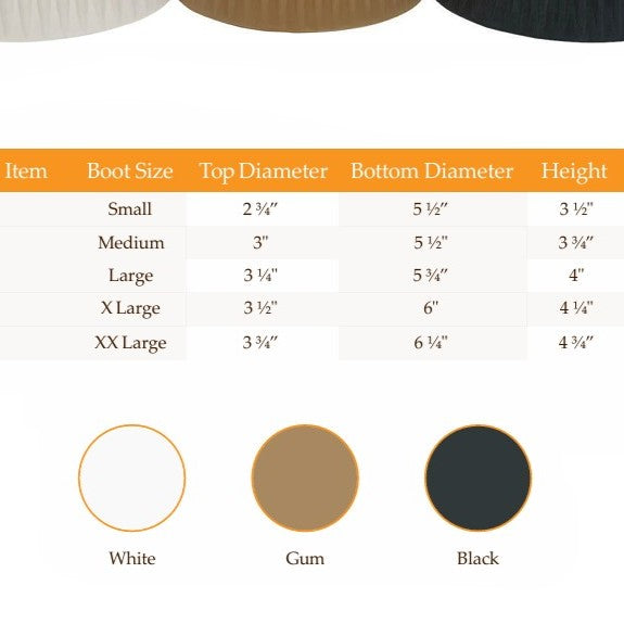 measurements of each size of bell boot