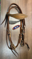 SIT Scalloped Cowboy Headstall w/Cowhide Accents