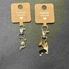 Two keychains with charms on brown cards labeled 'Handmade with love' -Handmade Animal Charm Key Chain.
