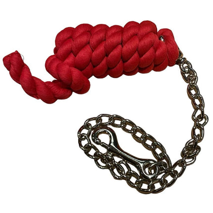 Shires Cotton Lead Rope With 24 inch Chain red