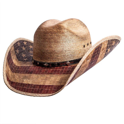 American Hat Makers - Liberty Mexican Palm Straw Cowboy Hat Red, White and Blue 