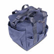 Blue Aubrion Large Grooming Kit Bag with multiple compartments and straps on a white background