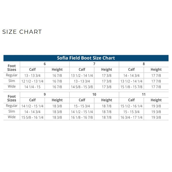 Ovation® Women's Black Sofia Grip Tall Riding Boot Size Chart