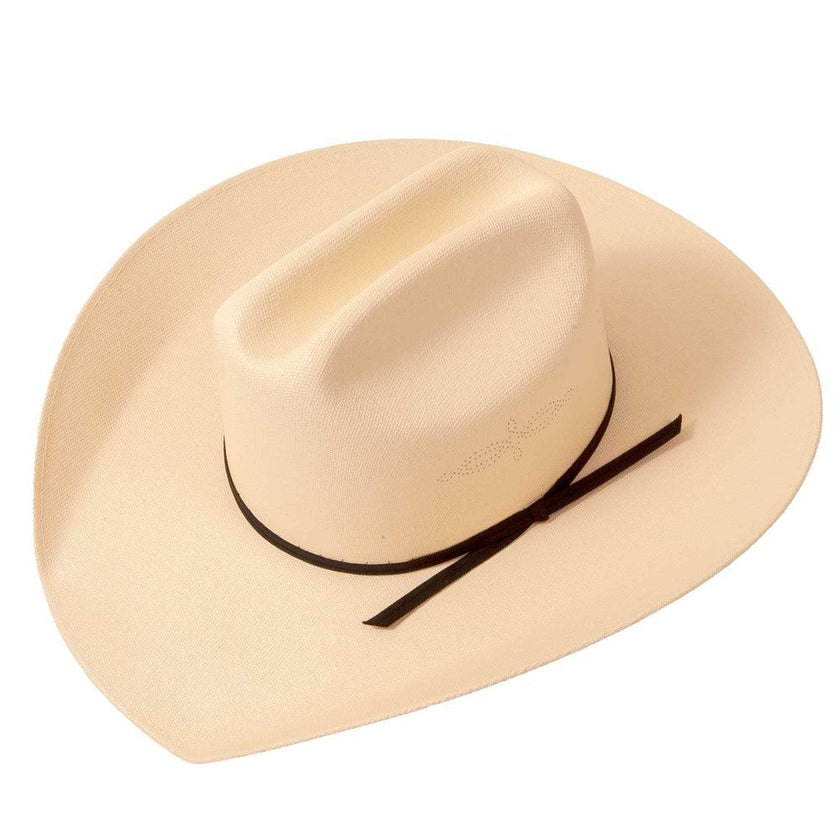 American Hat Makers Pioneer Canvas Cotton Western Cowboy Hat Cream Side Top Angle
