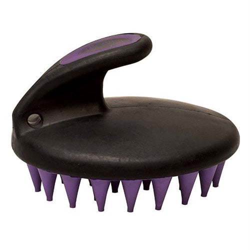 Weaver Palm Held Coarse Curry with Large Rubber Bristles in purple and black