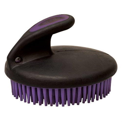 Weaver Palm Held Fine Curry Comb in purple and black