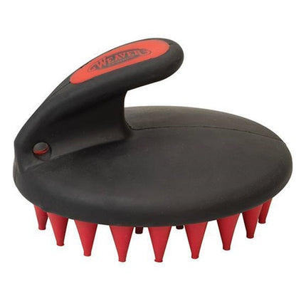 Weaver Palm Held Coarse Curry with Large Rubber Bristles in red and black