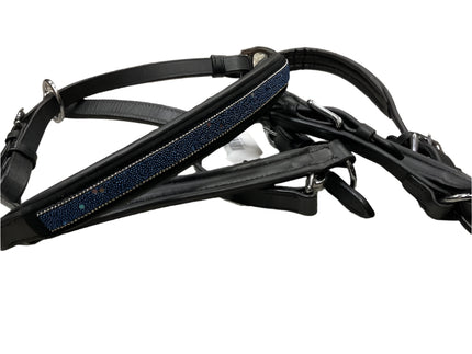 KHS-E Black Halter with Rhinestone Noseband XF
