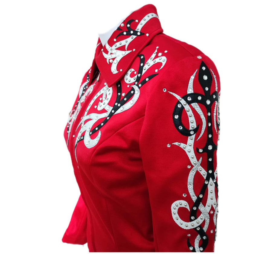 showmanship outfit red top left shows design on left arm