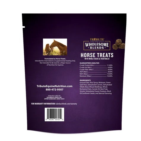 Tribute Wholesome Blends® Horse Treats back label