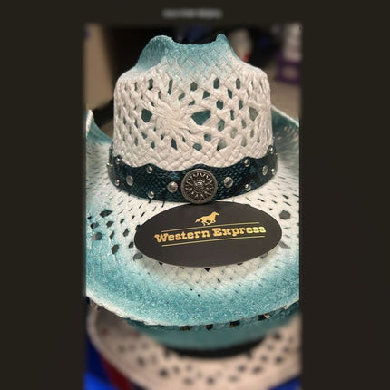 WE Straw Western Hat in turquoise