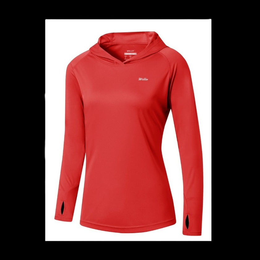 Women's UPF 50+ Sun Shirt Hoodie Red