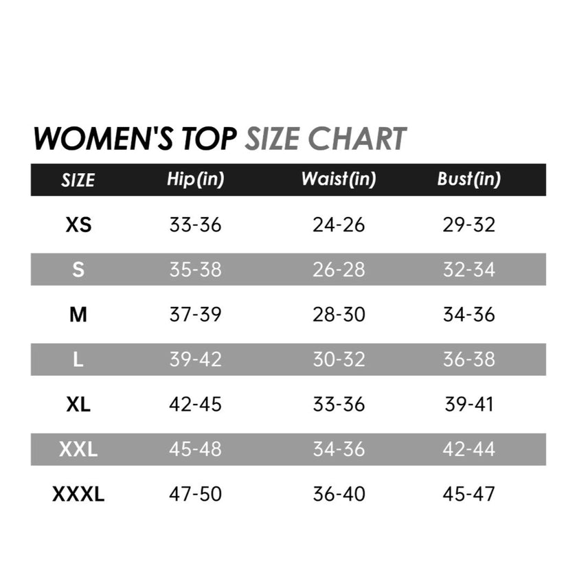 Women's UPF 50+ Sleeveless Collared Sun Shirt Size Chart