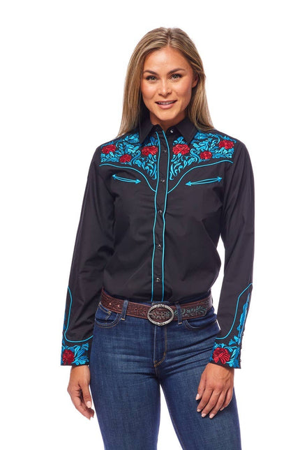 Rodeo Clothing - Women's Embroidered Western Inspired Long Sleeve Shirt