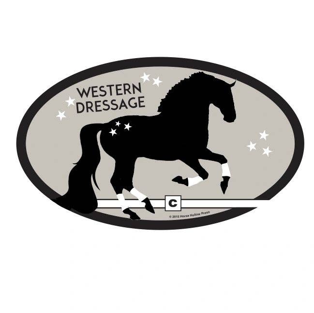 Horse Hollow Press - Oval Equestrian Horse Sticker: Western Dressage With