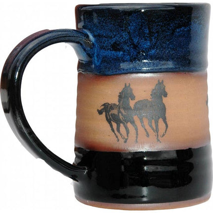 Always Azul Pottery - Double Running Horse 24 Oz. Tankard