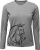 Noble Pony UPF 50 Long Sleeve V-Neck Sunshirt w/ Hunter line drawing