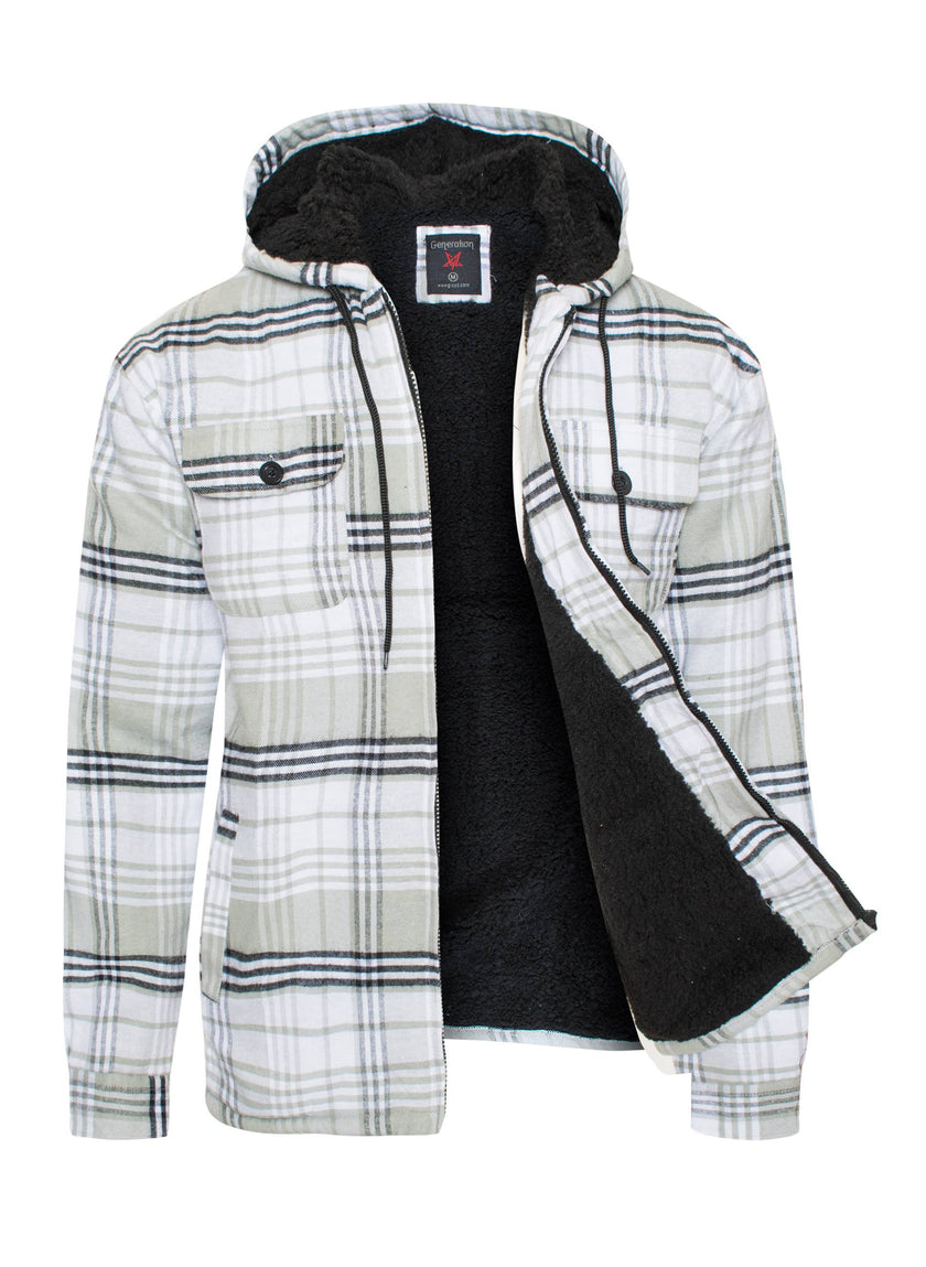 Generation XYZ - Men's Flannel Sherpa Lined Jacket - Grey