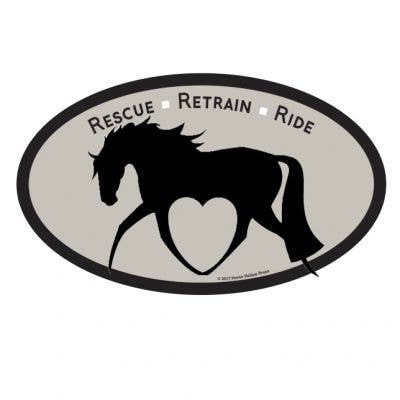 Horse Hollow Press - Oval Equestrian Horse Sticker: Rescue, Retrain, Ride