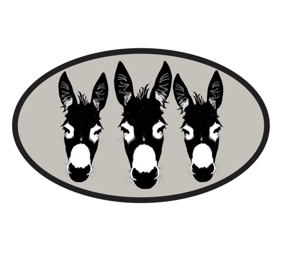 Horse Hollow Press - Oval Equestrian Horse Sticker: 3 Donkeys