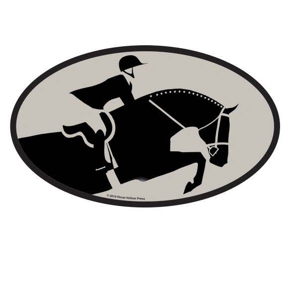Oval Equestrian Horse Sticker: Rider
