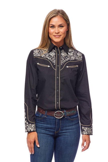 Rodeo Clothing - Women's Embroidered Western Inspired Long Sleeve Shirt
