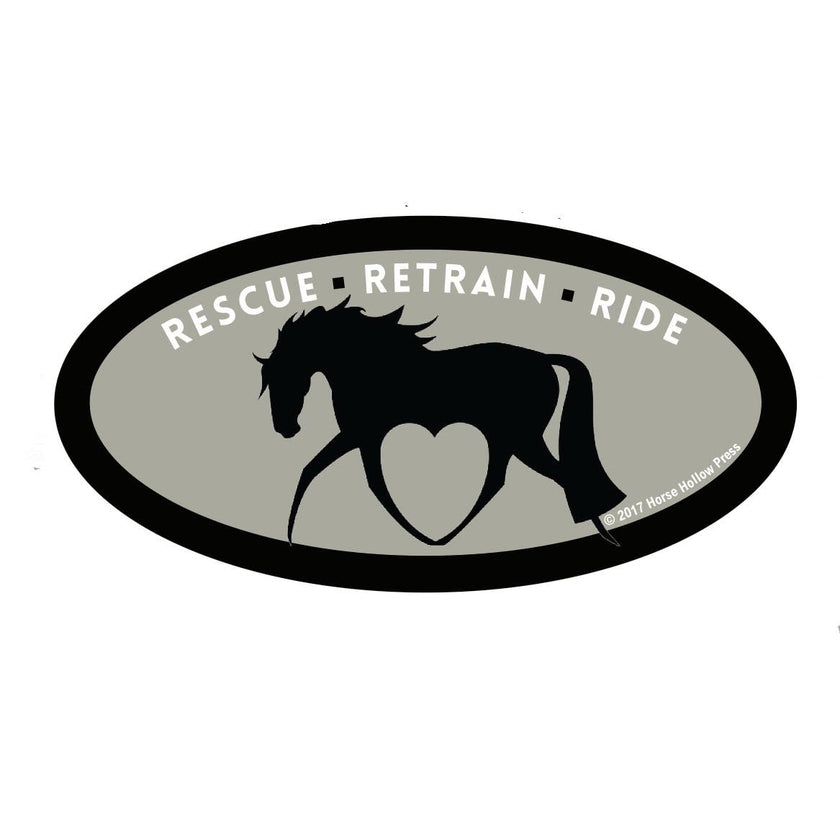Horse Laptop, Cell Phone & Helmet Sticker: Rescue, Retrain, Ride