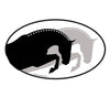 Horse Sticker: Hunters in Tandem full view with two horses jumping