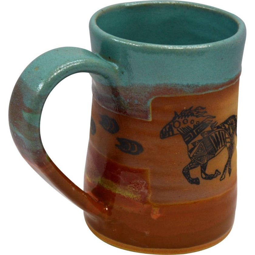 Always Azul Pottery - Southwest Horse Tracks 24 Oz. Tankard
